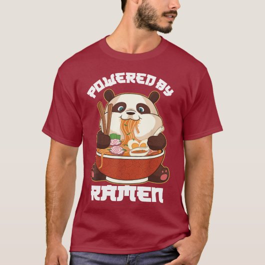 T-shirt PANDA POWEREE PAR RAMEN | Ramen mangeant Panda gra (Devant)