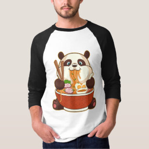 T-shirt PANDA POWEREE PAR RAMEN   Ramen mangeant Panda gra
