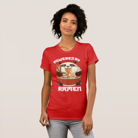 T-shirt PANDA POWEREE PAR RAMEN | Ramen mangeant Panda gra (Devant entier)