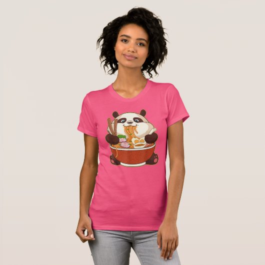 T-shirt PANDA POWEREE PAR RAMEN | Ramen mangeant Panda gra (Devant entier)