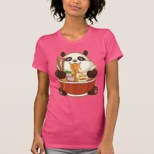 T-shirt PANDA POWEREE PAR RAMEN   Ramen mangeant Panda gra