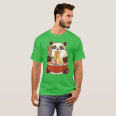 T-shirt PANDA POWEREE PAR RAMEN | Ramen mangeant Panda gra (Devant entier)