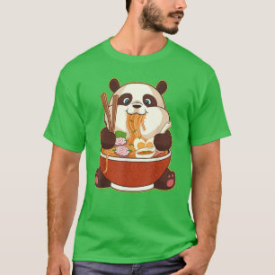 T-shirt PANDA POWEREE PAR RAMEN   Ramen mangeant Panda gra