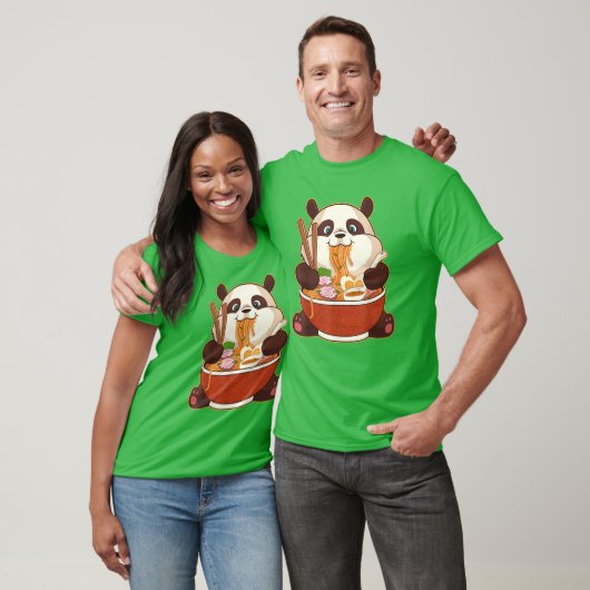 T-shirt PANDA POWEREE PAR RAMEN | Ramen mangeant Panda gra (Unisexe)