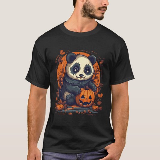 T-shirt Panda Pumpkin Panda Halloween (Devant)