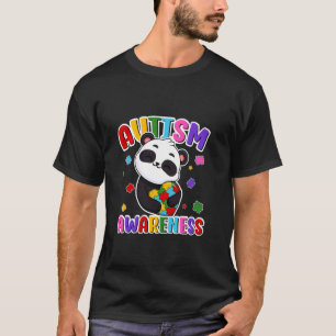 T-shirt Panda Puzzle Coloré Soutien à la Sensibilisation à
