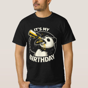 T-shirt Panda qui boit un verre de bière pour son annivers