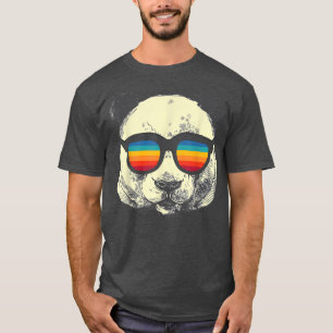 T-shirt Panda Rétro Avec Lunettes De Soleil