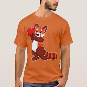 T-shirt Panda rouge à l'amour avec coeur