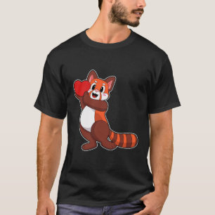 T-shirt Panda rouge à l'amour avec coeur.PNG