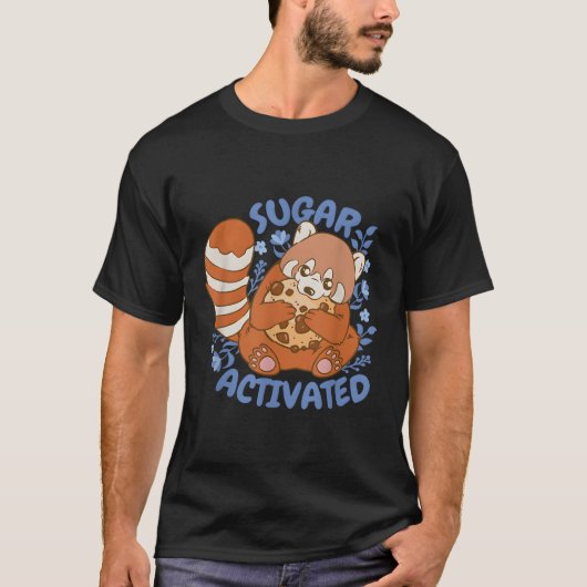 T-shirt Panda rouge activé pour le sucre (Devant)