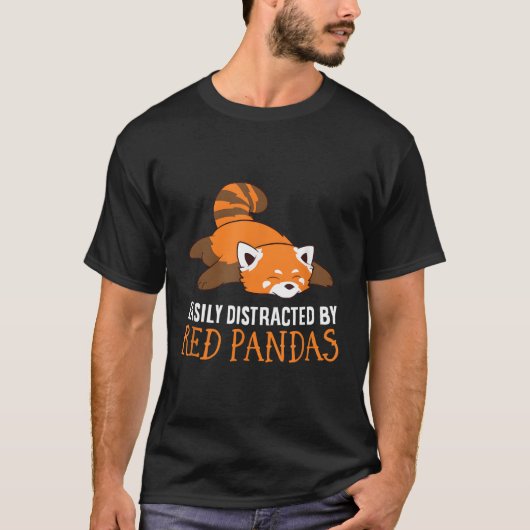 T-shirt Panda Rouge Aimé Facilement Distrait Par Pandas Ro (Devant)