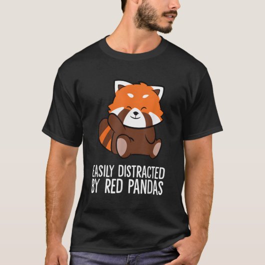 T-shirt Panda Rouge Aimé Facilement Distrait Par Pandas Ro (Devant)