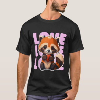 T-shirt Panda Rouge Aimer adorable Panda Rouge tenant Un R