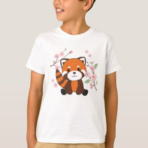 T-shirt Panda Rouge Animaux Doux Pour Kawaii Kawaii