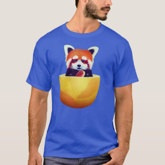 T-shirt Panda rouge assis dans un bol de salade de fruits