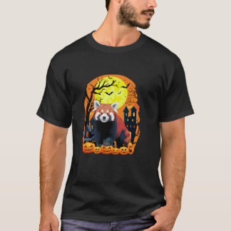 T-shirt Panda Rouge Avec Citrouille Drôle Effrayant Partie