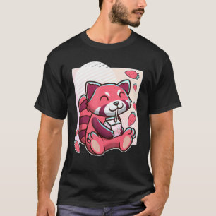 T-shirt Panda Rouge Avec Lait De Fraise