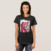 T-shirt Panda Rouge Avec Lait De Fraise (Devant entier)