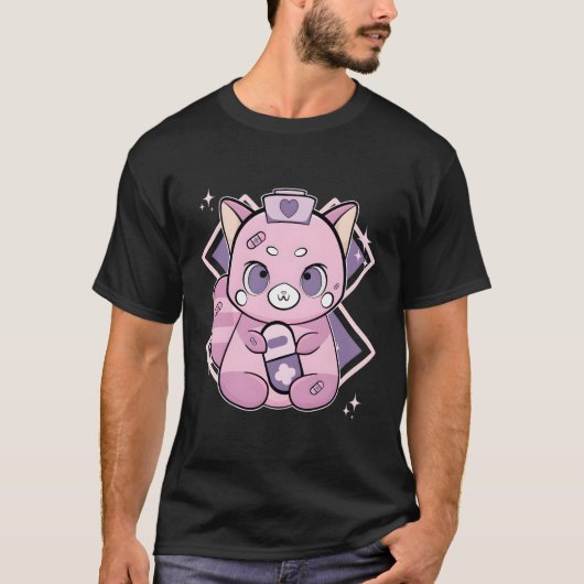 T-shirt Panda Rouge Avec Médecine Yami Kawaii (Devant)