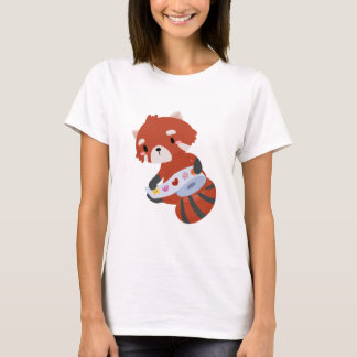 T-shirt Panda rouge avec Stickers