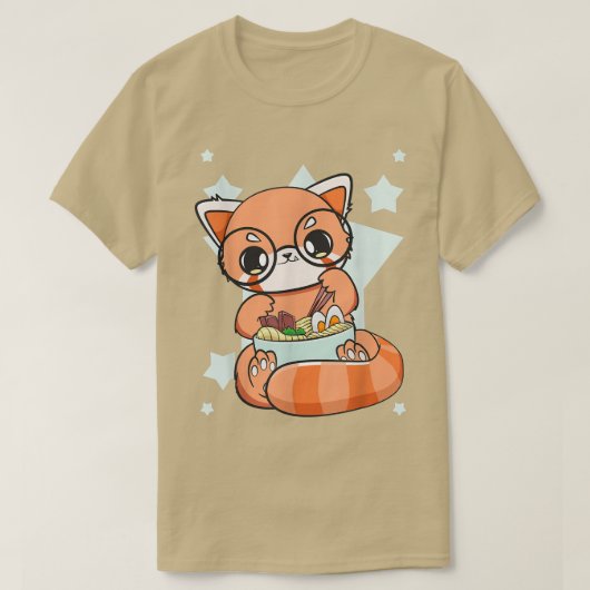 T-shirt Panda Rouge Chinois Manger Ramen I Love Ramen Nood (Design devant)