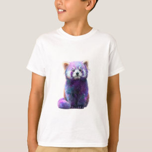T-shirt Panda Rouge Cosmique Nébuleuse Galactique Enfants