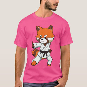 T-shirt Panda rouge de bande dessinée fait du karaté rétro