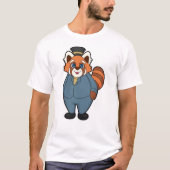 T-shirt Panda rouge en chambre avec Casquette (Devant)