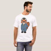 T-shirt Panda rouge en chambre avec Casquette (Devant entier)