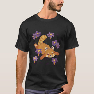 T-shirt Panda Rouge En Fleurs Animal Nature Gardener Kawai