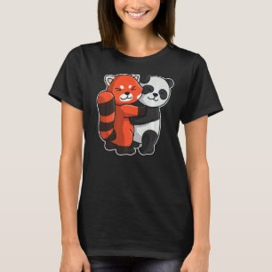 T-shirt Panda Rouge Et Panda Cute Animaux Pour Femmes Anim