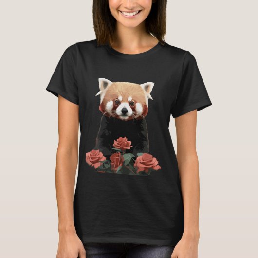 T-shirt Panda rouge et rose (Devant)