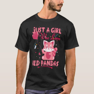 T-shirt Panda rouge Juste une fille qui aime les pandas ro