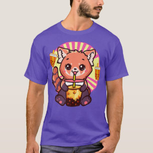 T-shirt Panda Rouge Kawaii Boire Boba Tea Bubble Tea 131