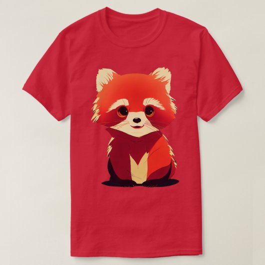 T-shirt Panda rouge mignon 13 (Design devant)