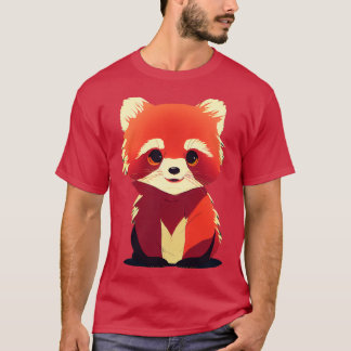 T-shirt Panda rouge mignon 13
