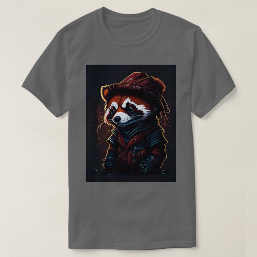 T-shirt panda rouge mignon avec casquette (Design devant)