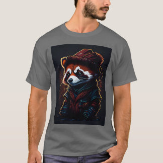 T-shirt panda rouge mignon avec casquette