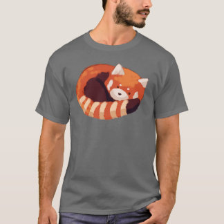 T-shirt Panda rouge mignon couché 1
