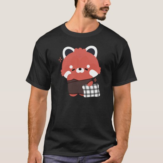 T-shirt Panda rouge mignonne dorée (Devant)