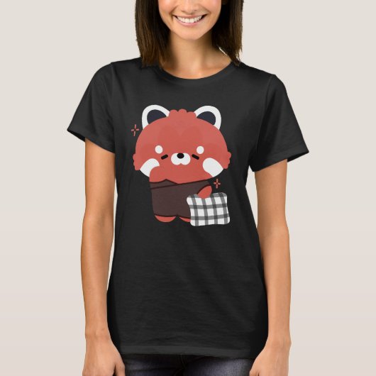 T-shirt Panda rouge mignonne dorée (Devant)