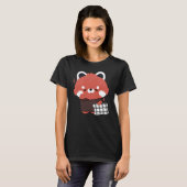 T-shirt Panda rouge mignonne dorée (Devant entier)