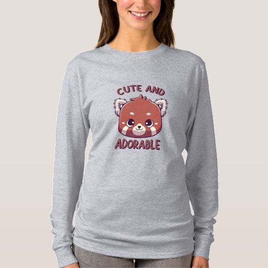 T-shirt Panda rouge mignonne et adorable (Devant)