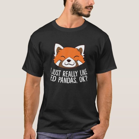 T-shirt Panda Rouge Mignonne J'Aime Vraiment Les Pandas Ro (Devant)