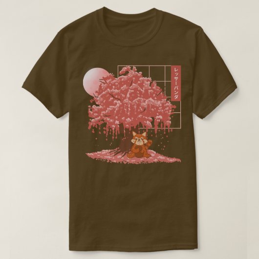 T-shirt Panda rouge mignonne Panda rouge cerisier japonais (Design devant)