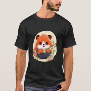 T-shirt Panda Rouge Otaku Mangez Des Nouilles Ramen Japona
