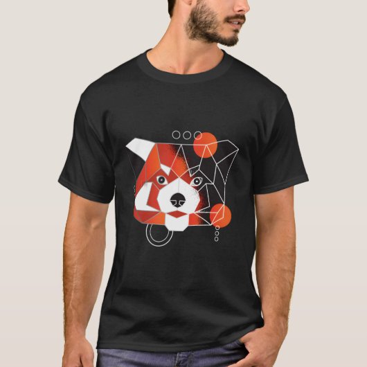 T-shirt Panda rouge polygone minimal (Devant)