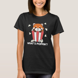 T-shirt Panda Rouge Popcorn Whats Poppin Funny