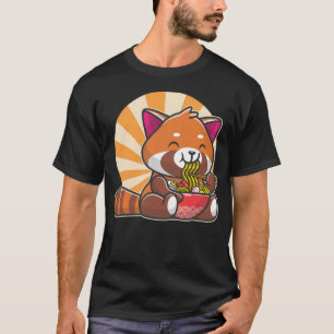 T-shirt Panda Rouge Ramen nouilles japonaises mignonnes Ka
